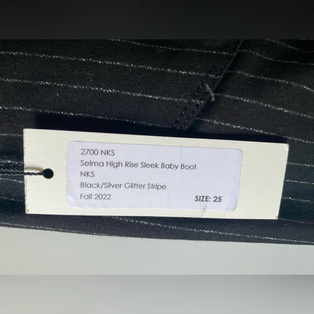 L'AGENCE Selma High Rise Sleek Baby Boot Trousers Black/Silver Glitter Stripe 25 - Picture 8 of 9